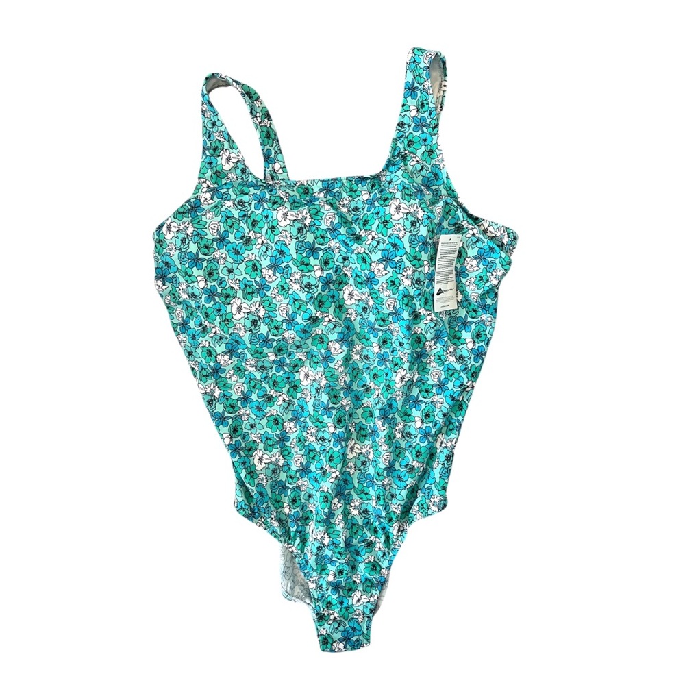 NWT Land’s End Floral Scoop Back One Piece Built In Bra Swimsuit Plus Size 22W